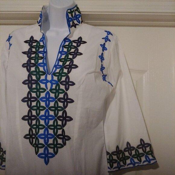 Jude Connally Embroidered 3/4 Sleeve White Lightweight Shift Dress S - Picture 4 of 11